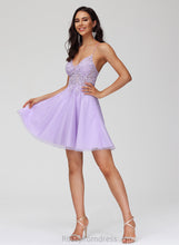 Load image into Gallery viewer, Dress Beading Madalyn V-neck Homecoming Homecoming Dresses With Tulle Short/Mini A-Line Lace