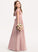 Neck Lace A-Line Bow(s) Scoop Junior Bridesmaid Dresses Kaydence Floor-Length Chiffon With