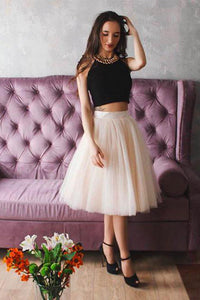 A-Line Sexy Halter Tulle Sleeveless Homecoming Dresses