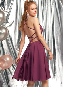 Chiffon Knee-Length Scoop A-Line Prom Dresses With Beading Jaelyn