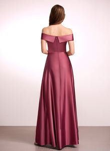 Neckline Embellishment SplitFront Fabric A-Line Off-the-Shoulder Floor-Length Silhouette Length Lacey Floor Length Sleeveless Bridesmaid Dresses