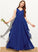 A-Line Cascading With Ruffles V-neck Martina Chiffon Junior Bridesmaid Dresses Floor-Length