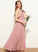 Floor-Length Sanai Ruffles Junior Bridesmaid Dresses Square Cascading Chiffon With A-Line Neckline
