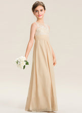 Load image into Gallery viewer, Chiffon Scoop Neck Alice Lace Floor-Length Junior Bridesmaid Dresses A-Line