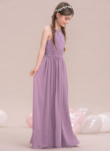 Aliya A-LineScoopNeckFloor-LengthChiffonJuniorBridesmaidDressWithRuffle#119580 Junior Bridesmaid Dresses
