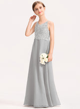 Load image into Gallery viewer, A-Line Junior Bridesmaid Dresses Janiah V-neck Chiffon Lace Floor-Length