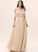 Fabric Floor-Length Embellishment Silhouette SplitFront Ruffle V-neck Neckline Length A-Line Vanessa Natural Waist Bridesmaid Dresses