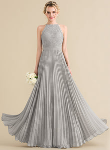 Pleated ScoopNeck Fabric Neckline A-Line Silhouette Embellishment Length Floor-Length Marissa Bridesmaid Dresses