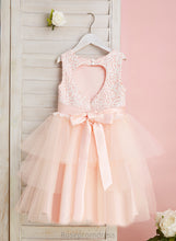 Load image into Gallery viewer, Flower Girl Dresses Lace/Flower(s)/Back Knee-length Dress Hole Satin/Tulle With Ball-Gown/Princess - Scoop Flower Girl Sleeveless Cloe Neck