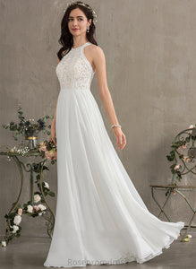 Floor-Length Chiffon Wedding Dresses Dress Gracie Scoop Wedding Neck Lace A-Line