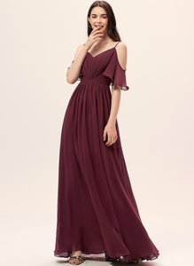 V-neck A-Line Fabric Length Silhouette Ruffle Floor-Length Neckline Embellishment Kaya A-Line/Princess Sweetheart Bridesmaid Dresses