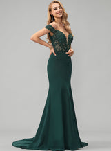 Load image into Gallery viewer, Shirley Beading Prom Dresses Trumpet/Mermaid Crepe Off-the-Shoulder Stretch With Sweep Sequins Train