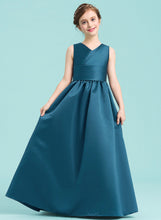 Load image into Gallery viewer, Floor-Length V-neck Chaya Junior Bridesmaid Dresses Satin With Ruffle Ball-Gown/Princess