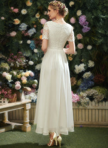 Asymmetrical Lace With Wedding Dresses V-neck Jacqueline Dress A-Line Wedding