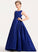 Satin With Train Bow(s) Neck Junior Bridesmaid Dresses Sweep Ball-Gown/Princess Scoop Nyla
