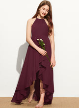 Load image into Gallery viewer, Ruffle Chiffon Scoop With Neck A-Line Dixie Asymmetrical Junior Bridesmaid Dresses