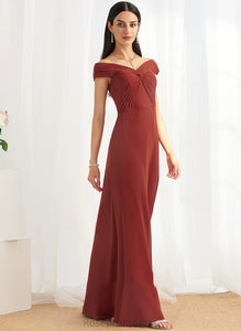 Sheath/Column Neckline Length Floor-Length Silhouette Ruffle Fabric Off-the-Shoulder Embellishment Vanessa Bridesmaid Dresses