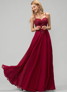 With Prom Dresses Sequins Beading Floor-Length Jaida Chiffon A-Line Sweetheart