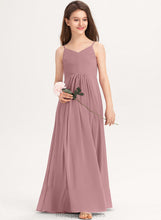 Load image into Gallery viewer, Junior Bridesmaid Dresses Saniya Chiffon With Floor-Length V-neck Ruffle A-Line