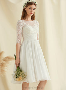 Lace Sequins A-Line Isabelle Chiffon Wedding Dresses Knee-Length With Dress Wedding