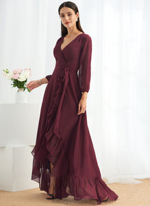 Neckline Length Silhouette SplitFront Embellishment Fabric A-Line V-neck Asymmetrical Ruffle Cheyenne Bridesmaid Dresses