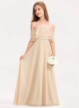 Load image into Gallery viewer, Chiffon With A-Line Off-the-Shoulder Kamryn Junior Bridesmaid Dresses Ruffles Cascading Floor-Length