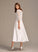 Satin Scoop With Lace Dress Wedding Dresses Wedding Pockets Neck Tea-Length A-Line Zoey