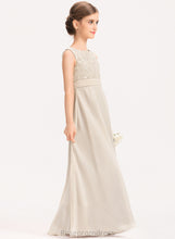 Load image into Gallery viewer, Chiffon Zoey Floor-Length Neck With A-Line Ruffle Lace Junior Bridesmaid Dresses Scoop