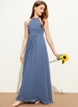 Load image into Gallery viewer, Neck Junior Bridesmaid Dresses Floor-Length Chiffon Scoop Rosemary Ruffle With A-Line
