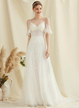 Load image into Gallery viewer, Dress Lina Train Wedding Wedding Dresses Lace Sweep V-neck Tulle With A-Line Beading