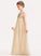 Sequined Chiffon Meg Junior Bridesmaid Dresses V-neck A-Line With Ruffle Floor-Length