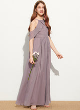 Load image into Gallery viewer, Floor-Length Neck A-Line Lillie Junior Bridesmaid Dresses Scoop With Ruffle Chiffon