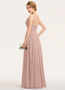 A-Line V-neck Chiffon Ruffle With Prom Dresses Vera Floor-Length