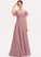 Floor-Length SquareNeckline Length Ruffle A-Line Silhouette Fabric Embellishment CascadingRuffles Neckline Jane Natural Waist Bridesmaid Dresses