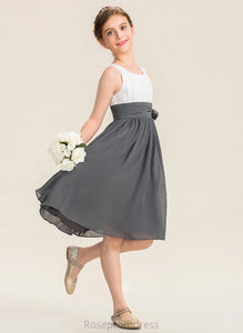 With Knee-Length Junior Bridesmaid Dresses Flower(s) Yamilet Neck Ruffle A-Line Scoop Chiffon