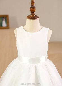 (Petticoat Flower Girl Dresses Organza/Satin Dress With Bow(s) Scoop included) Floor-length Flower - Ball-Gown/Princess Girl Alexandria Neck Sleeveless NOT