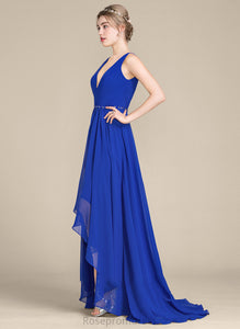 Neckline Length Fabric Sequins Embellishment Silhouette Beading A-Line V-neck Asymmetrical Ruffle Aniya Bridesmaid Dresses