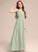 Chiffon Bow(s) Scoop With A-Line Floor-Length Ruffle Neck Journey Junior Bridesmaid Dresses