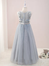 Load image into Gallery viewer, Flower A-Line Sleeveless Beading/Flower(s) Dress - Tulle/Lace Flower Girl Dresses Floor-length With V-neck Veronica Girl