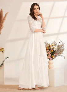 Wedding Dresses A-Line Chiffon Lace Ruffle Floor-Length Katherine Wedding Illusion Dress With Beading