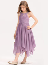 Load image into Gallery viewer, Bow(s) Tea-Length Ruffle Beading Scoop With Mylie Junior Bridesmaid Dresses Neck A-Line Chiffon
