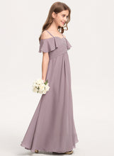 Load image into Gallery viewer, With A-Line Junior Bridesmaid Dresses Mckenzie Chiffon Floor-Length Off-the-Shoulder Ruffle