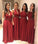 Elegant A Line Chiffon Red Crystal Maid of Honor, Bridesmaid Dresses with SRS20459