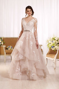 2024 New Arrival V Neck Long Sleeves Tulle With Applique Wedding Dresses A Line