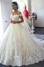Load image into Gallery viewer, Charming Off The Shoulder Ivory Wedding Dresses Elegant Wedding Gowns
