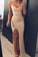 Simple Mermaid Side Slit Spaghetti Straps Long Prom Dresses Cheap Formal Dresses SRS15395