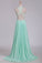 2024 See-Through Scoop A Line Chiffon Prom Dresses With Applique Floor Length