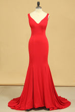 Load image into Gallery viewer, 2024 Mermaid Off The Shoulder Red Spandex Evening Dresses