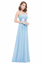 Load image into Gallery viewer, Chiffon Sweetheart Neck A Line Sleeveless Wedding Bridesmaid Long Evening Festive Party Dress