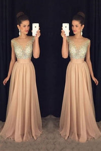 2024 Scoop Prom Dresses A-Line Chiffon With Beaded Bodice And Ruffles